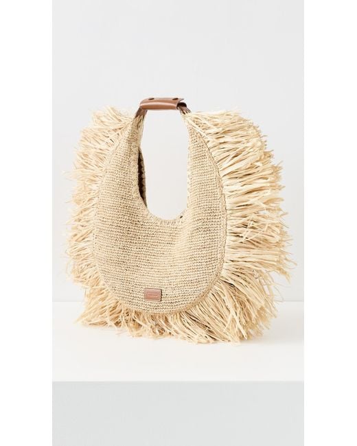 Staud Natural Large Raffia Moon Tote Bag