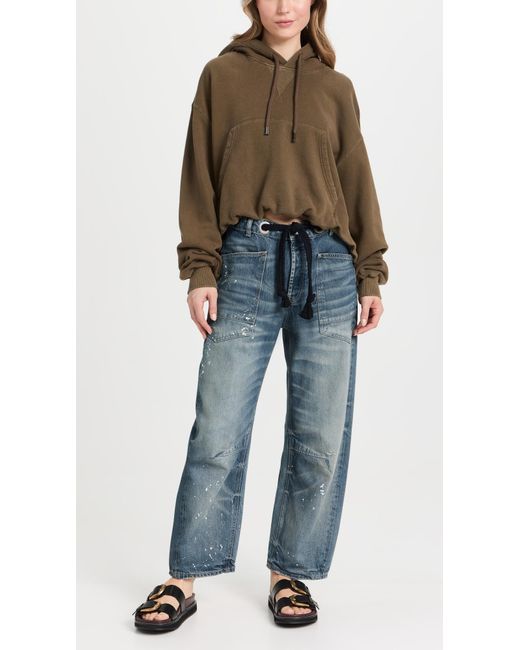 Free People Blue Moxie Pull-On Barrel Jeans