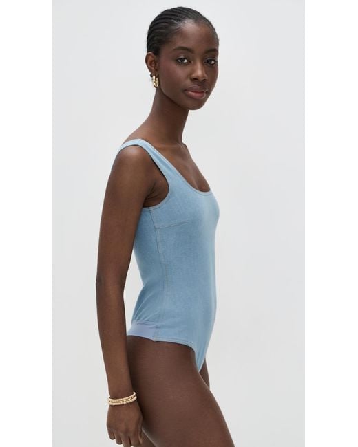Commando Blue Do It All Denim Square Neck Thong Bodysuit