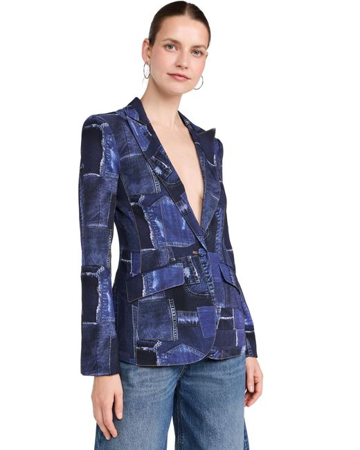 Cinq À Sept Blue Photoreal Denim Cheyenne Blazer