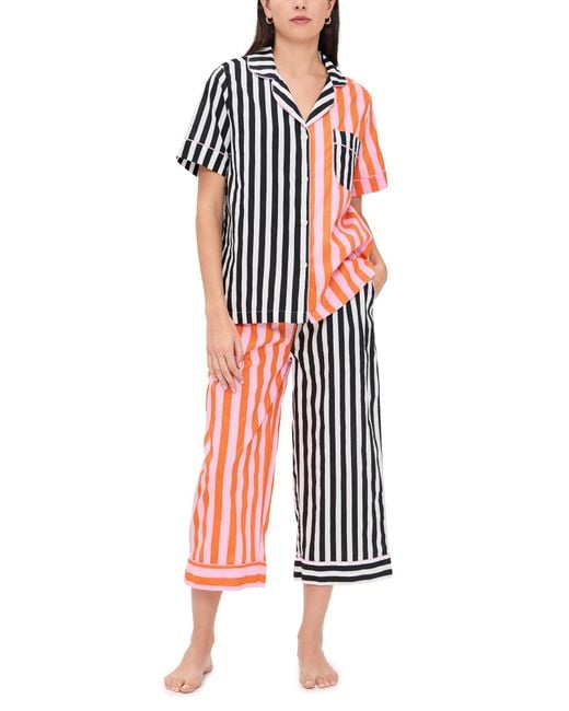 Printfresh Red Short Sleeve Cropped Pajama Set
