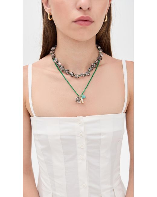 Clare V. Black Checker Shell Necklace