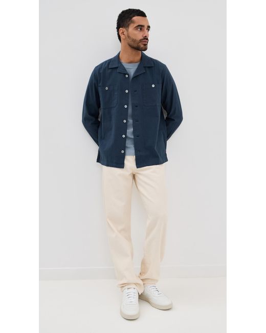 Far Afield Blue Hiro Herringbone Twill Shirt Jacket for men