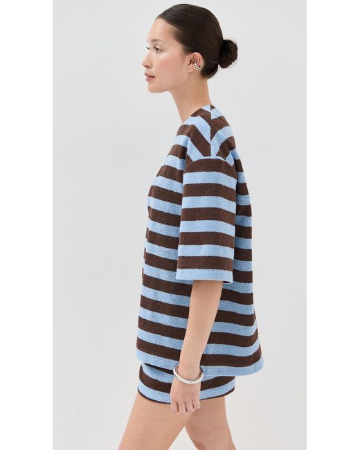 Tibi Blue Bonded Dry Loop Terry Easy Tee