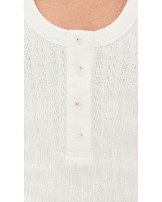 Closed White Half Placket Tank Top