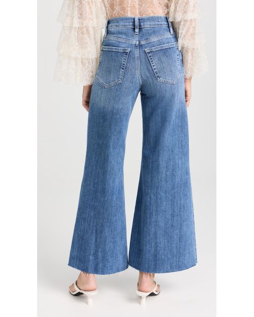 FRAME Blue Le Palazzo Crop Raw Fray Jeans