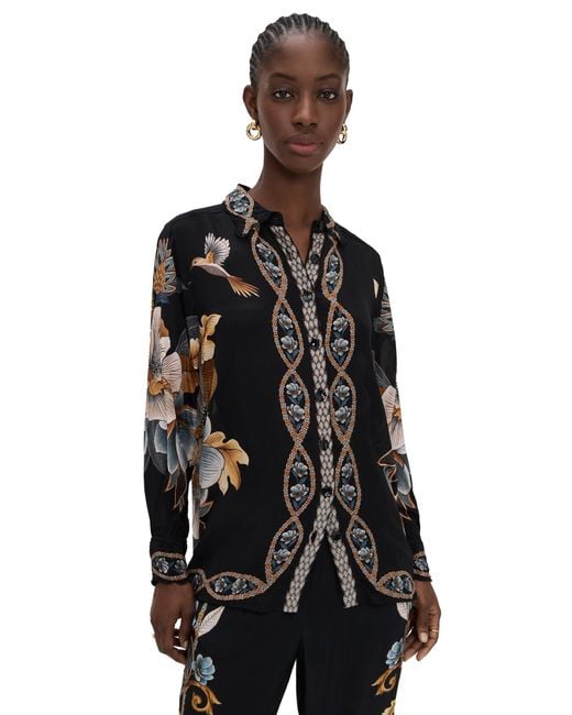 Farm Rio Black Button Down Shirt