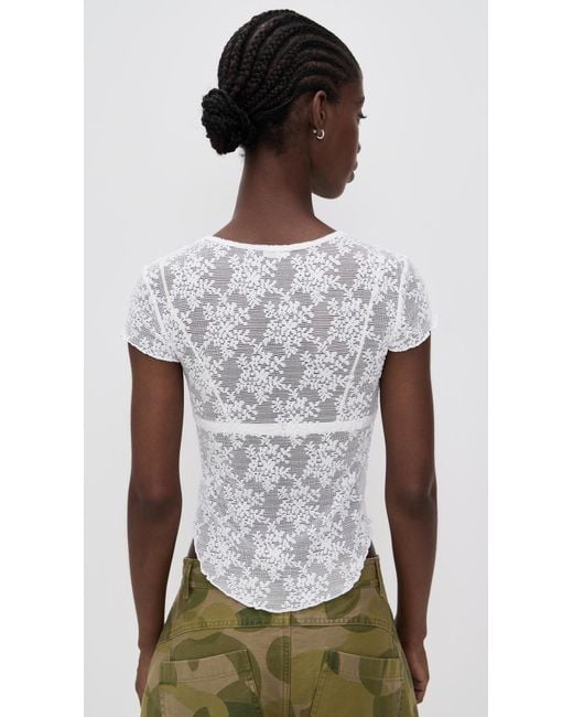 Free People Black Ready To Go Lace Tee