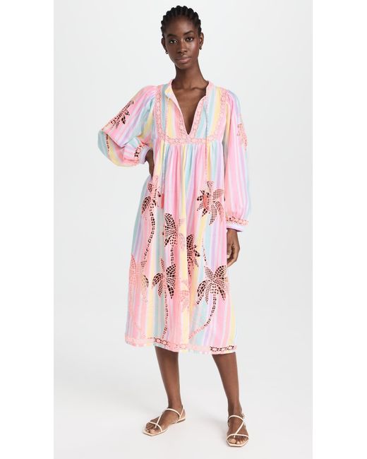 Farm Rio Pink Embroidered Coconut Richillieu Cover Up