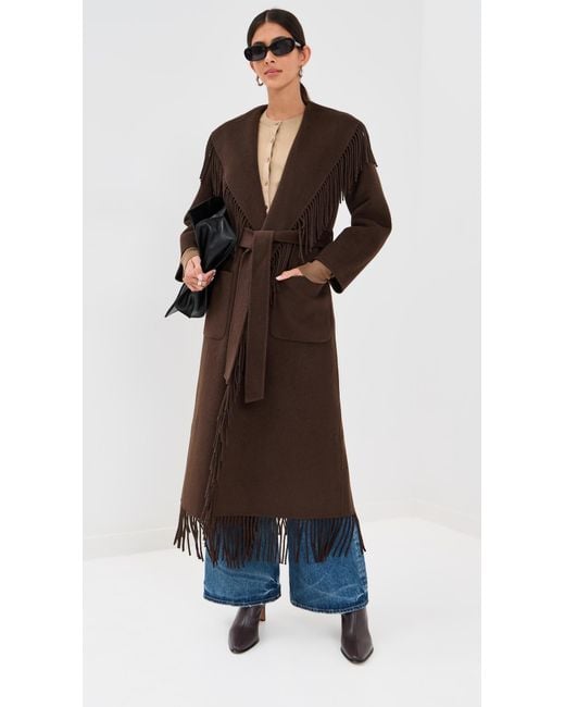 Jonathan Simkhai Black Carrie Fringe Robe Coat