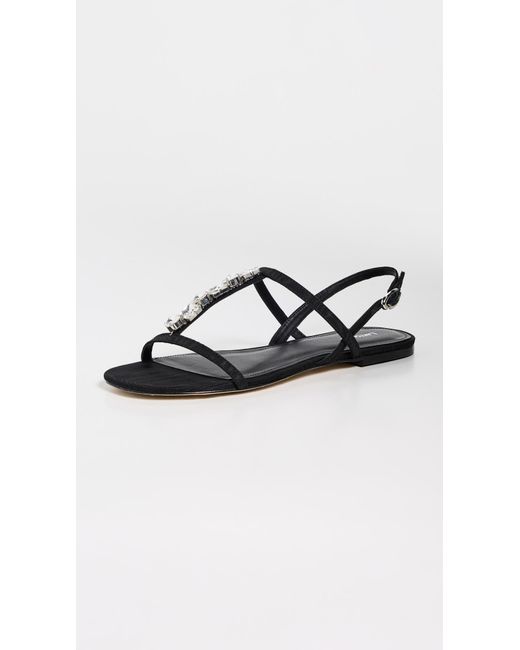 Larroude Black Calypso Flat Sandals