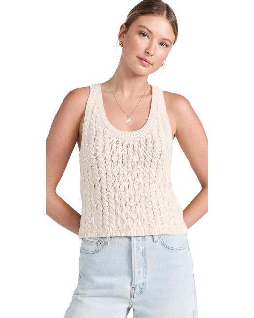 Free People White High Tide Cable Tank