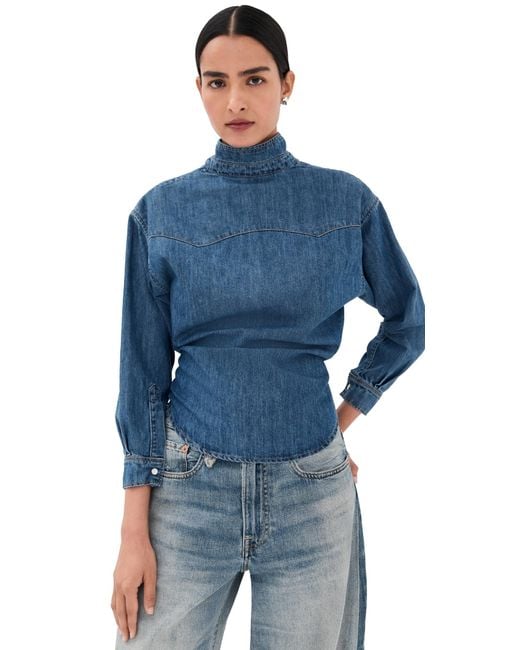 A.W.A.K.E. MODE Blue A. W.A. K.E. Mode Back To Front Denim Shirt