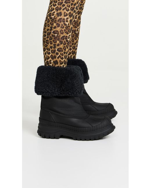 Ganni Outdoor High Shaft Shearling Boots in Black Lyst