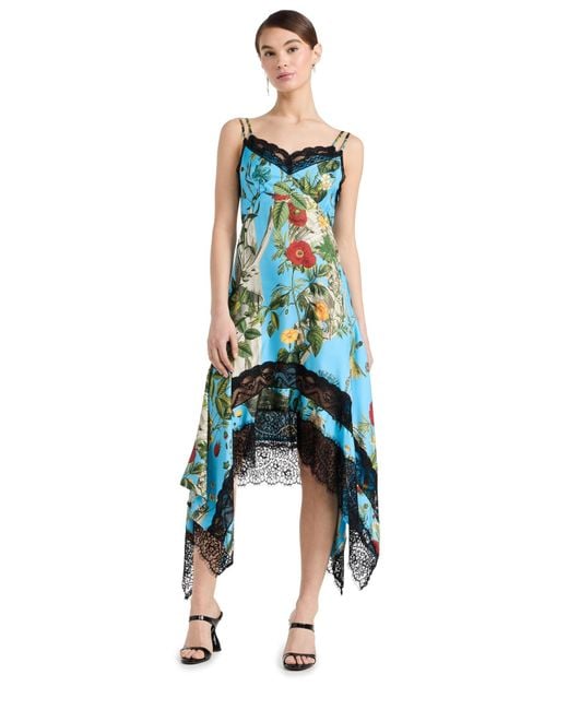 Monse Blue Printed Double Neckline Slip Dress