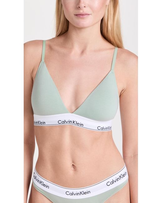 Calvin Klein Modern Cotton Lightly Lined Triangle Bra in Blue | Lyst
