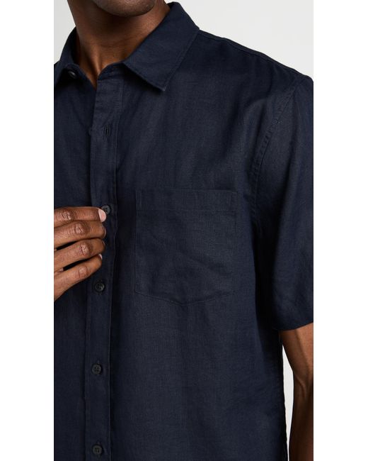 Vince Blue Linen Short Sleeve Shirt for men