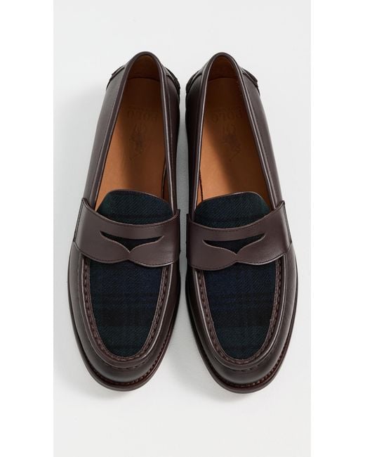 Polo Ralph Lauren Plaid Penny Loafers in Black for Men | Lyst