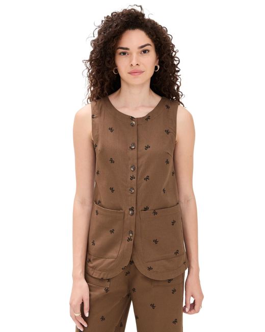 Little Lies Brown Bow Pattern Vest