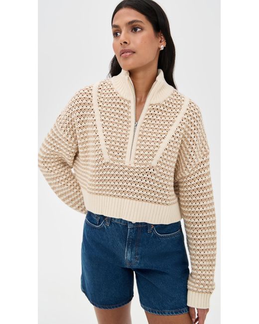Staud Blue Cropped Hampton Sweater