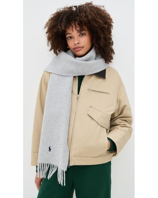 Polo Ralph Lauren White Solid Recycled Wool Scarf