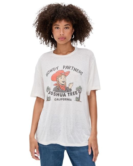 Re/done White Joshua Tree Boyfriend Tee