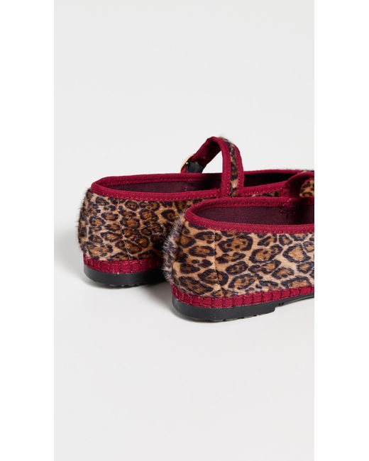Flabelus Red Pierre Leopard Mary Jane Flats