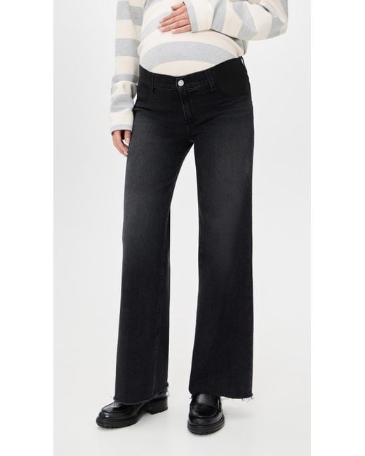 PAIGE Black Anessa Maternity Raw Hem Jeans