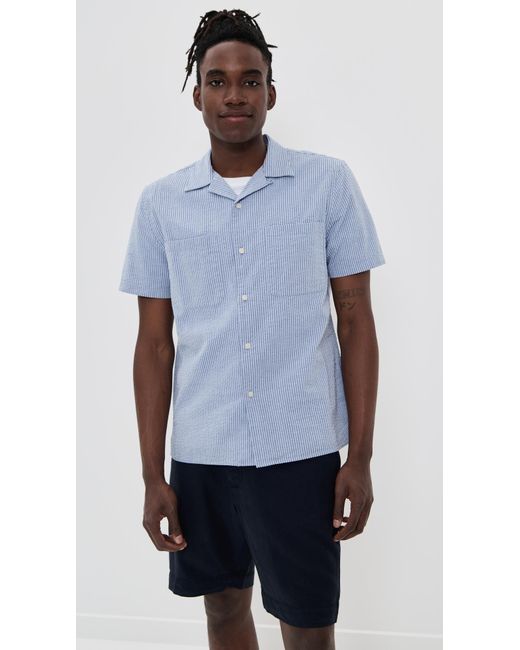 Vince Blue Seersucker Camp Shirt for men