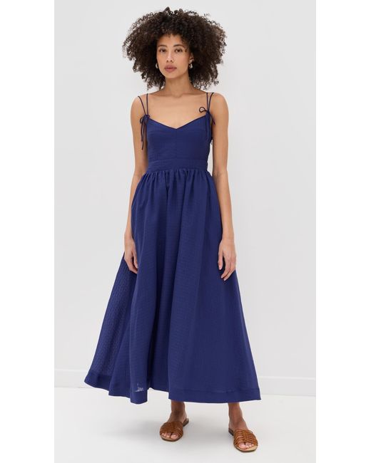 en saison blue dress En Saison | Blue Tie Shoulder Smocked Mini Dress
