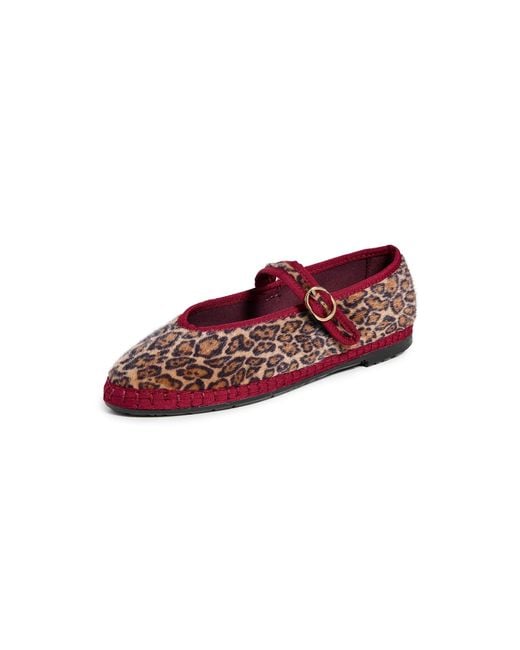 Flabelus Red Pierre Leopard Mary Jane Flats