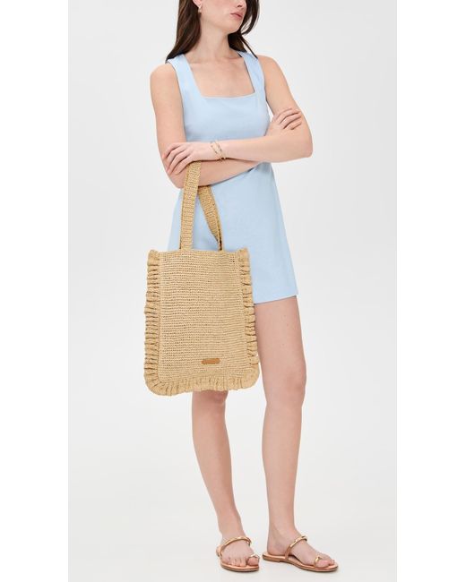 Loeffler Randall Natural Justine Crochet Ruffle Tote