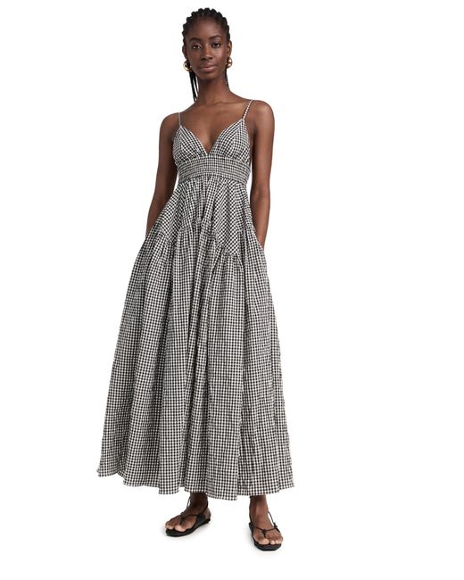 Rosetta Getty Gray Gathered Peplum Camisole Dress