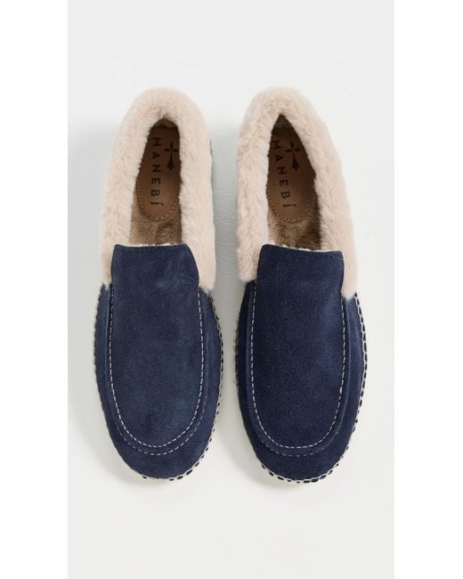 Manebí Blue Fleece Lined Slippers for men