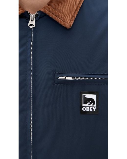 Obey Blue Elysian Puffer Jacket for men