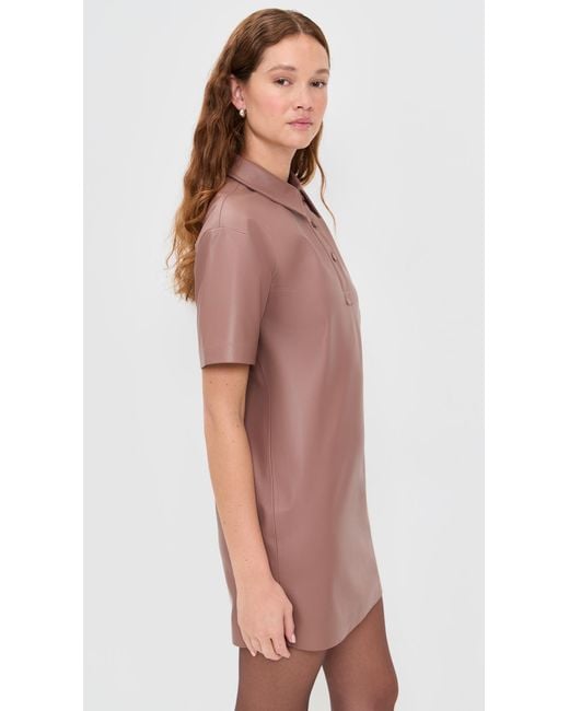 Le Bos Red Solene Faux Leather Polo Dress