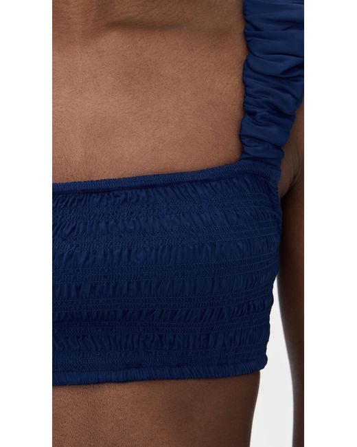 Sea Blue Shyla Solid Smocked Bikini Top