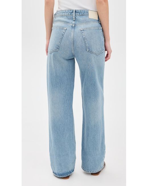 Rag & Bone Blue Logan Mid-Rise Wide Leg Jeans