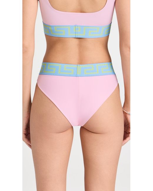 Versace Pink Swim Slip Lycra Vita Recycled Bikini Bottoms