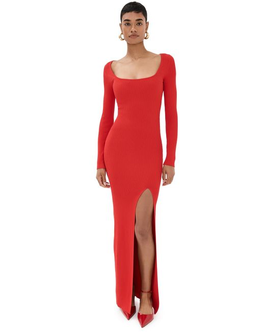 Good American Robe GOOD AMERICAN Good Aerican Virgo Rib Ong Eeve Gown X in Red | Lyst