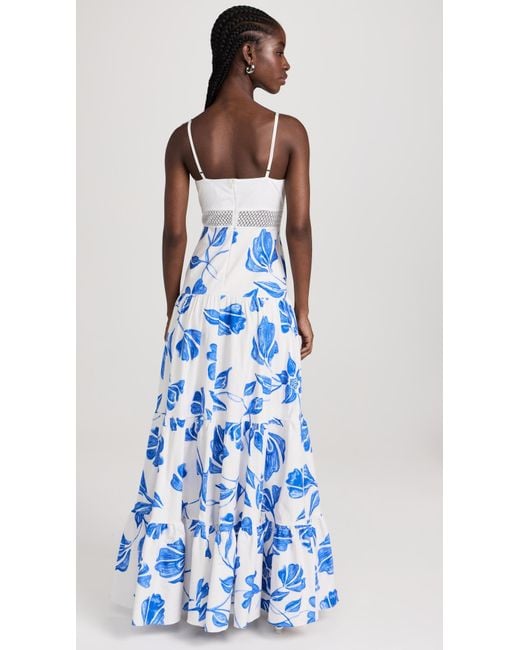 PATBO Blue Nightflower Embroidered Maxi Dress