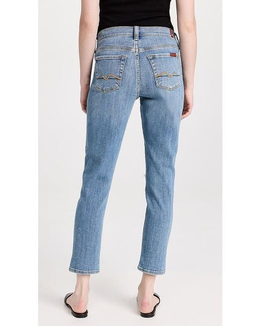 7 For All Mankind Maternity Josefina Jeans With One Knee Hole in Blue ...
