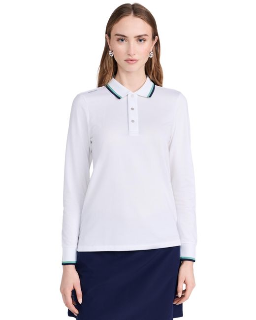 Ralph Lauren White Long Sleeve Tour Pique Val Polo
