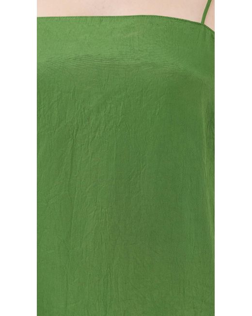 Tibi Green Summer Acetate Crinkle Slip Dress