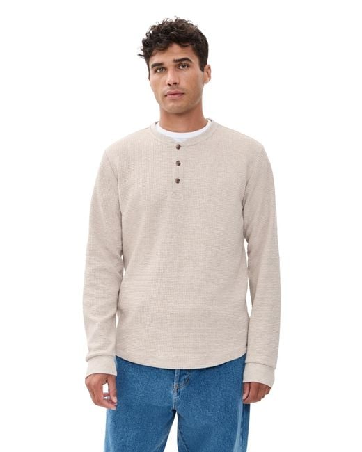 Marine Layer Natural Waffle Henley for men