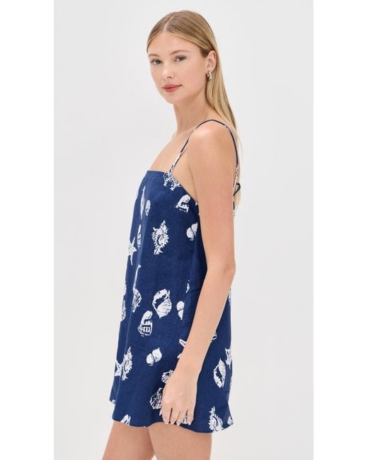 Reformation Blue Aubree Linen Dress