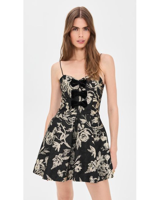 Alice + Olivia Black Daniela Bow Structured Pleated Mini Dress