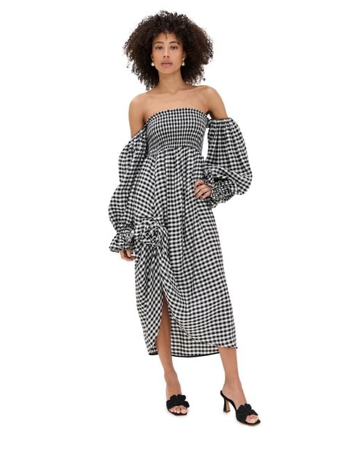 Sleeper Atlanta Linen Dress With Rose Detail in Black | Lyst
