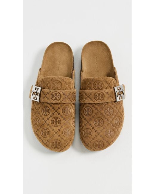 Tory Burch White T Monogram Mellow Mules