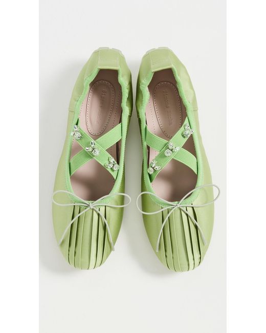 Simone Rocha Green Embellished Ballerina Grip Flats